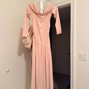 Elegant Pink Cowl Neck Dress